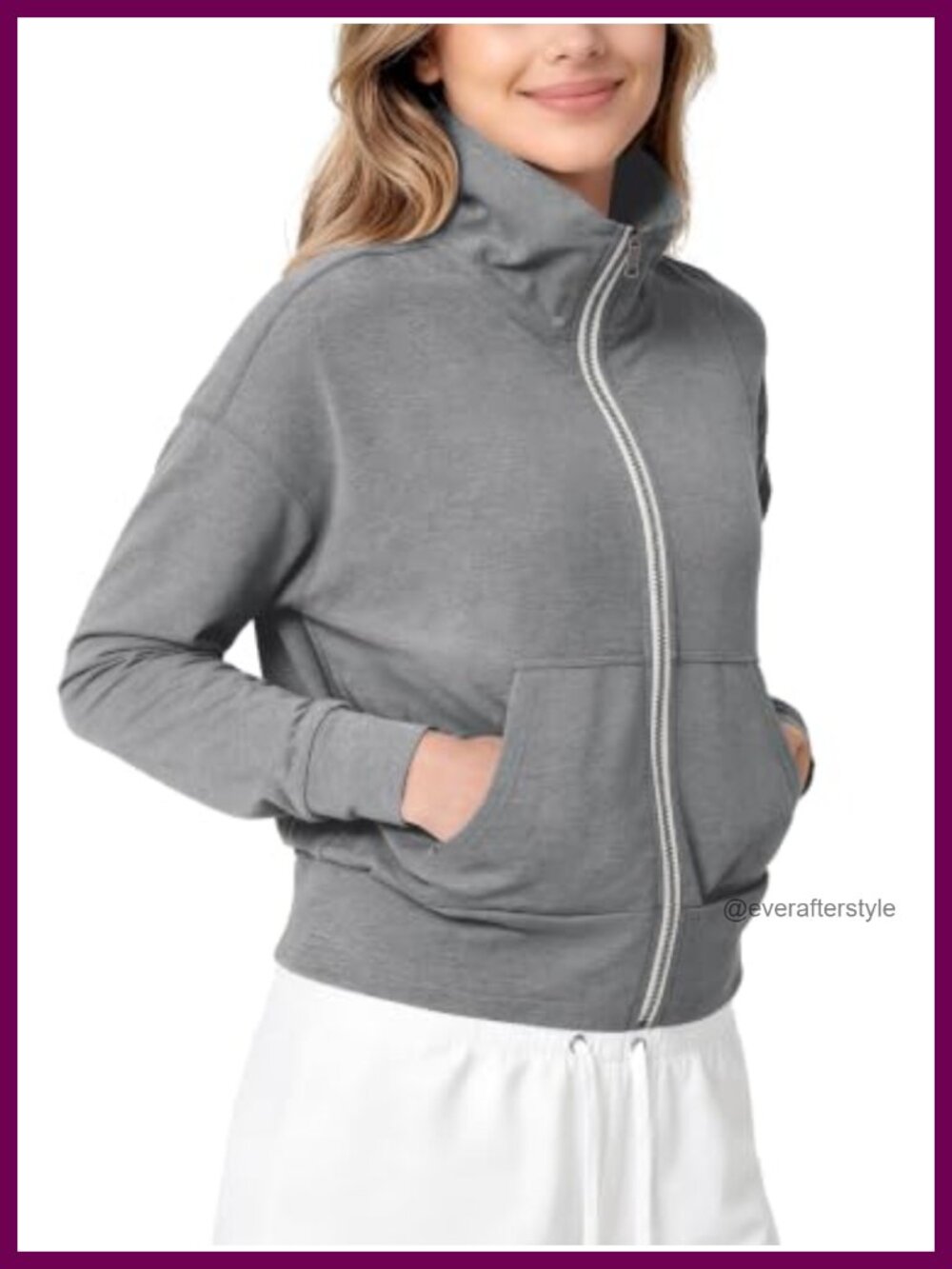 Women's Stand Collar Full Zip Jacket Ultra Soft UPF 50+ Athletic